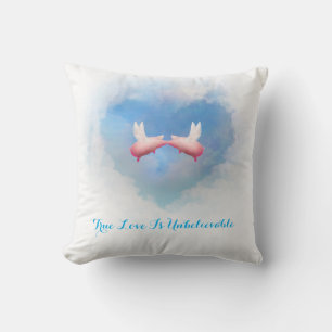 Flying Pigs Kissing-True Love Is Unbelievable Throw Pillow