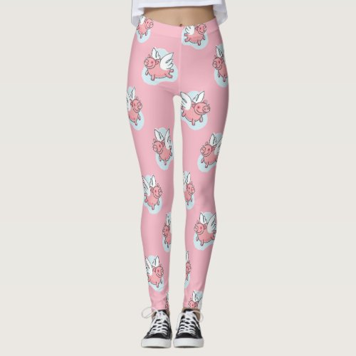 Flying Pigs L Chinese New Year Zodiac Choose Color Leggings