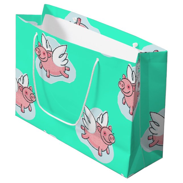 Flying Pigs New Baby Choose color L Gift Bag (Front Angled)