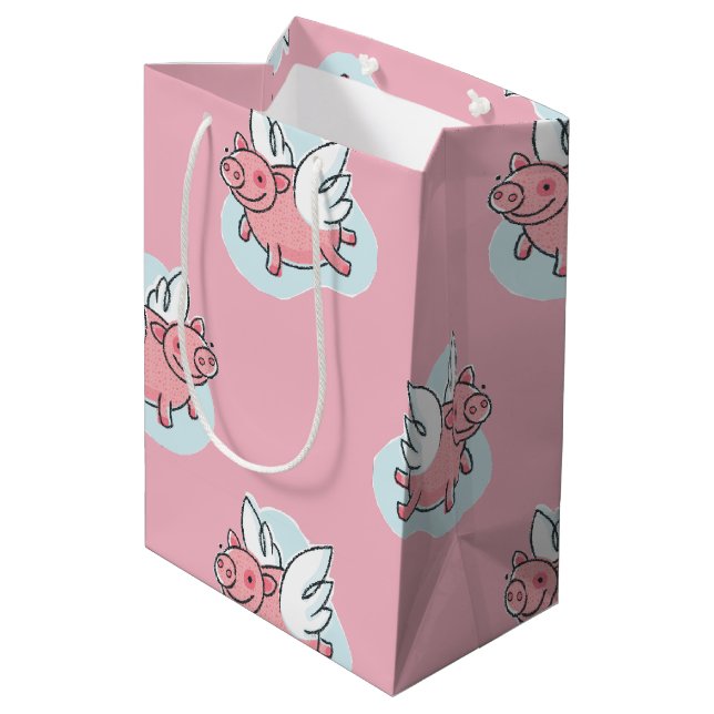 Flying Pigs New Baby Choose color M Gift Bag (Back Angled)