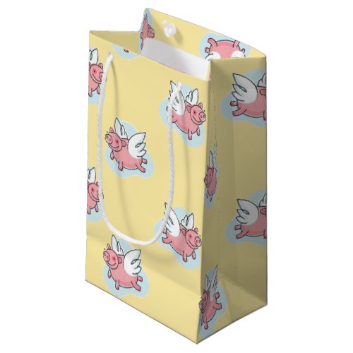 Flying Pigs New Baby Yellow Small Gift Bag