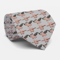 Flying Pigs Pattern Neck Tie