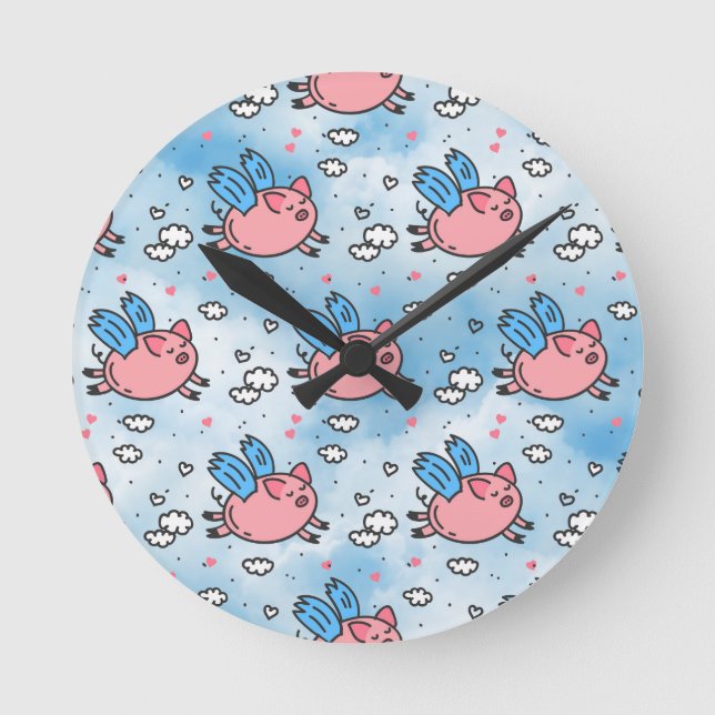 flying pigs round clock (Front)