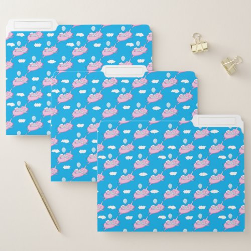 Flying Pigs with Wings Cute Adorable Sweet Blue File Folder