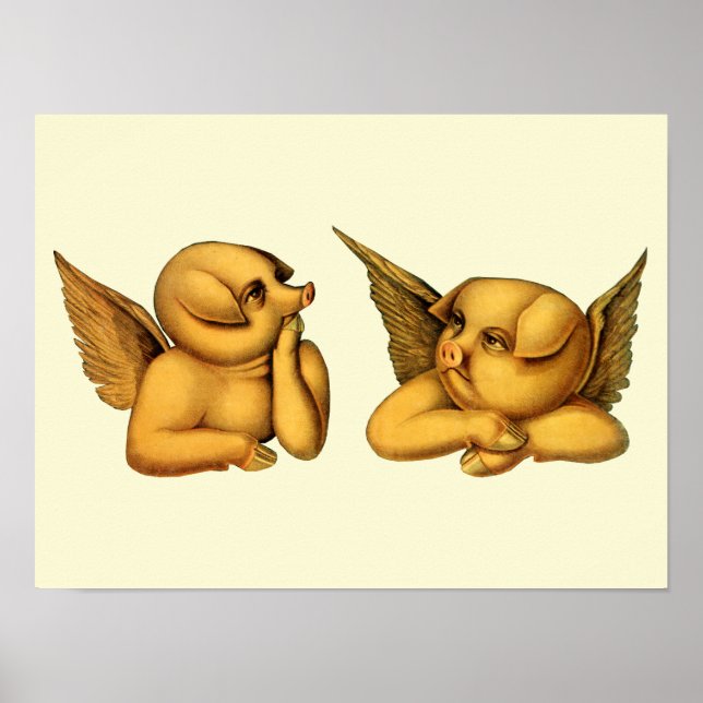 Flying Pigs With Wings Fantasy Animals Art Poster (Front)