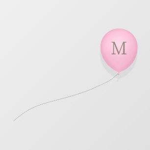 Flying Pink Balloon Custom Message or Monogram Wall Decal