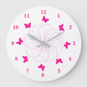 Flying Pink Butterflies Wall Clock