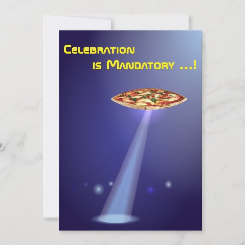 Flying Pizza 50th Birthday Party Alien Abduction Invitation