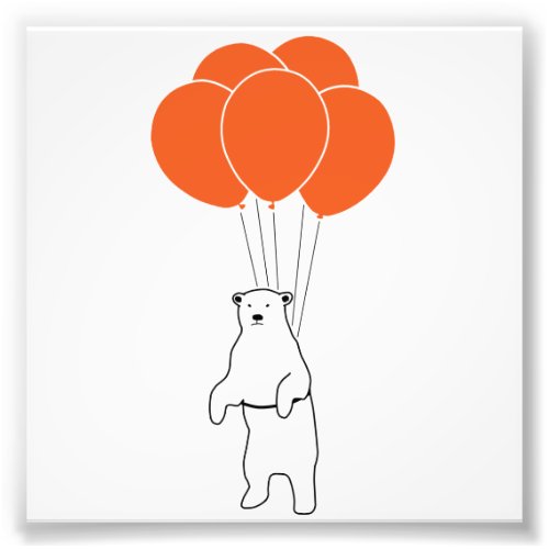 Flying Polar Bear with Birthday Balloons Photo Print
