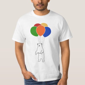 Flying Polar Bear With Birthday Balloons T-shirt by The_Shirt_Yurt at Zazzle