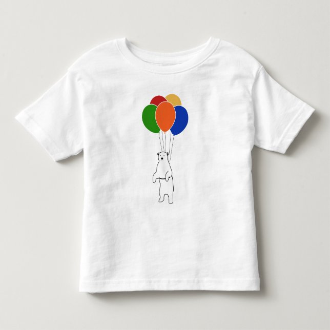 Flying Polar Bear with Birthday Balloons Toddler T-shirt (Front)