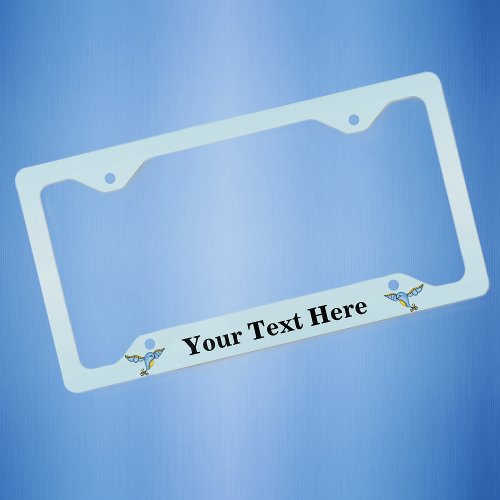 Flying Pretty Fantasy Bluebird Yellow Accents License Plate Frame