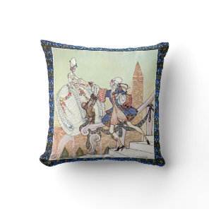 Flying princess and shocked prince Kay Nielsen Throw Pillow