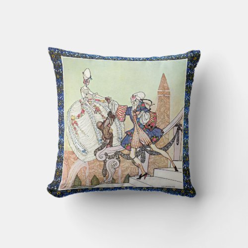 Flying princess and shocked prince Kay Nielsen Throw Pillow