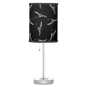Flying Pterodactyl Dinosaur Print Pattern Black Table Lamp