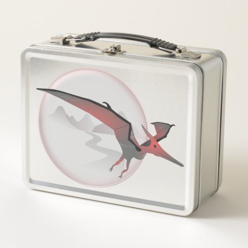 Flying pterodactyl metal lunch box