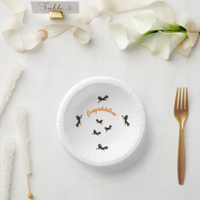 Flying Puffin Birds Congratulations Paper Bowls (Wedding)