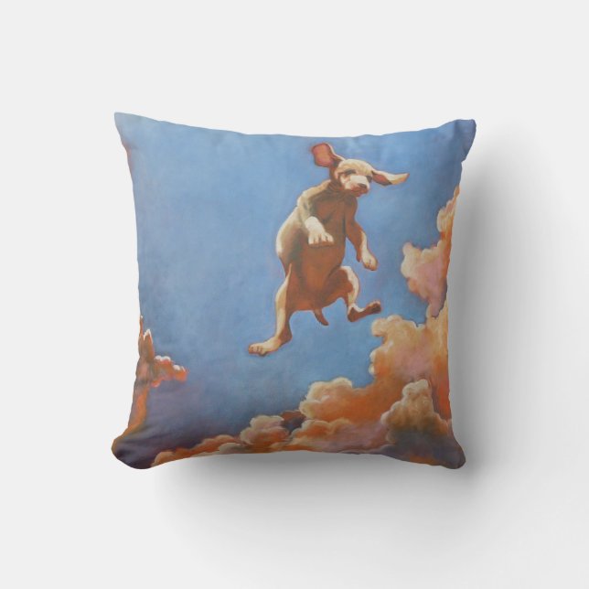 Flying Puppy Cloudscape Throw Pillow (Front)