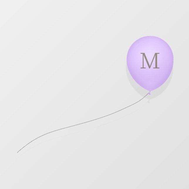 Flying Purple Balloon Custom Message or Monogram Wall Decal (Front)
