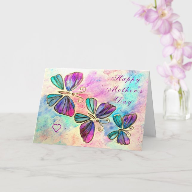 Flying Purple Butterflies Mother's Day Card (Orchid)