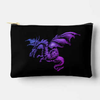Flying Purple Dragon Against Black Accessory Pouch