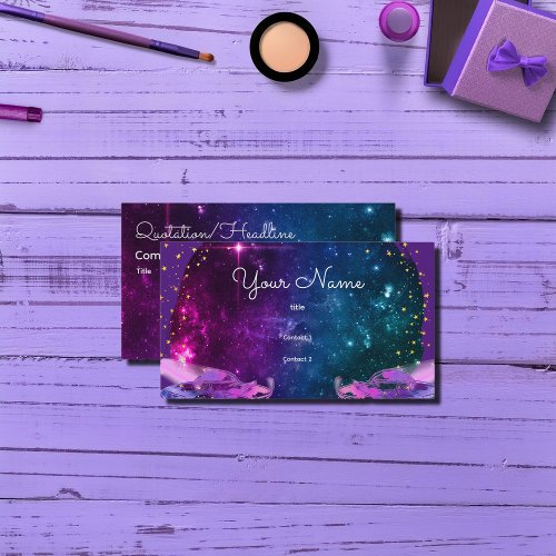 Flying  purple saucers  in the artistic galaxy business card