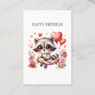 Flying Raccoon Birthday Business Card
