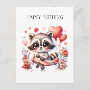 Flying Raccoon Birthday Holiday Postcard
