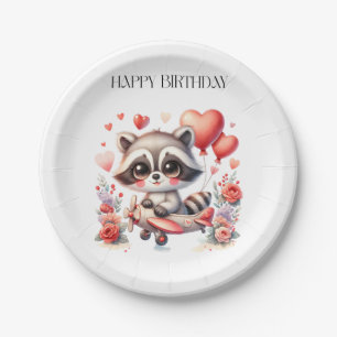 Flying Raccoon Birthday Paper Plates