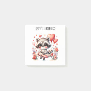 Flying Raccoon Birthday Post-it Notes
