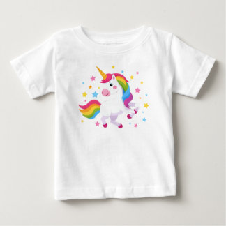 Flying Rainbow Unicorn With Stars Baby T-Shirt