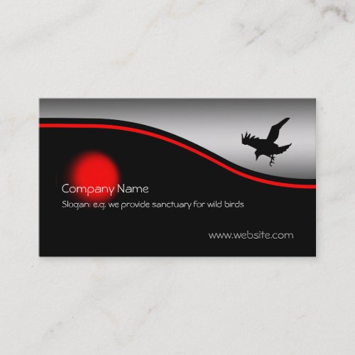 Flying Raven Bird red spot metallic_effect Business Card