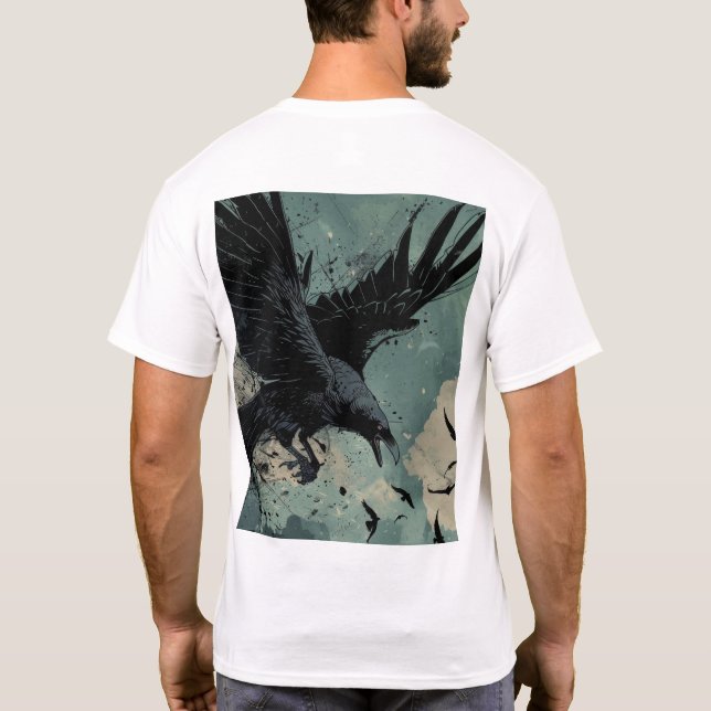 Flying Raven Comic Style T-Shirt (Back)