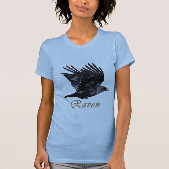 Flying Raven Corvid Bird-lover T-Shirt (Front)
