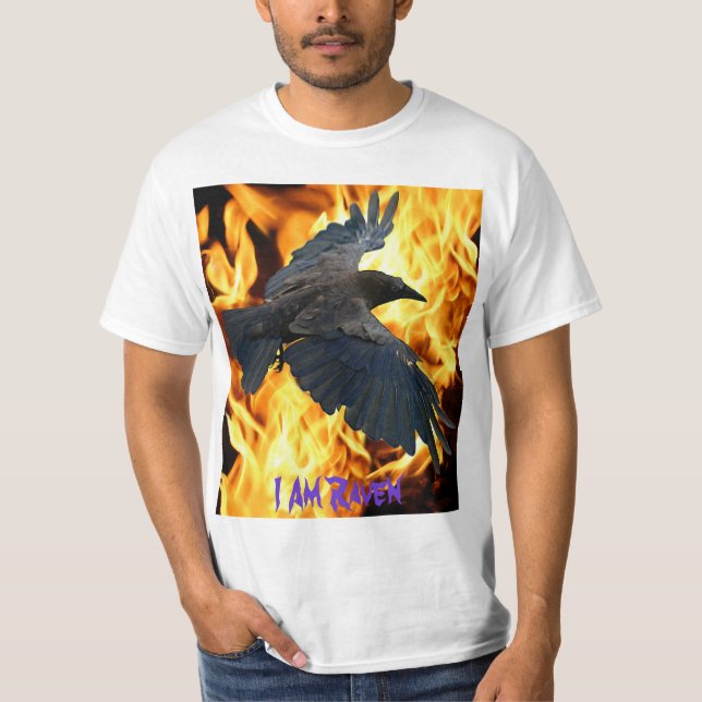Flying Raven & Flames Raven-lover's T-Shirt (Front)