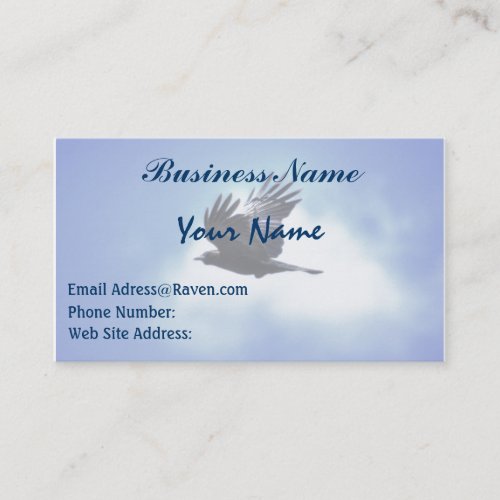 Flying Raven in Blue Sky HDR Photo Design 2 Business Card