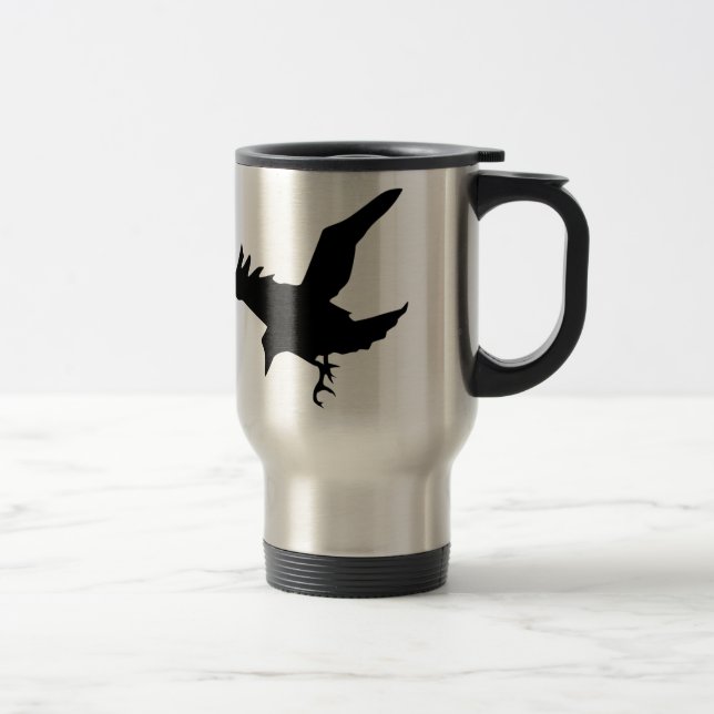 Flying Raven Silhouette Aluminum Travel Mug (Right)