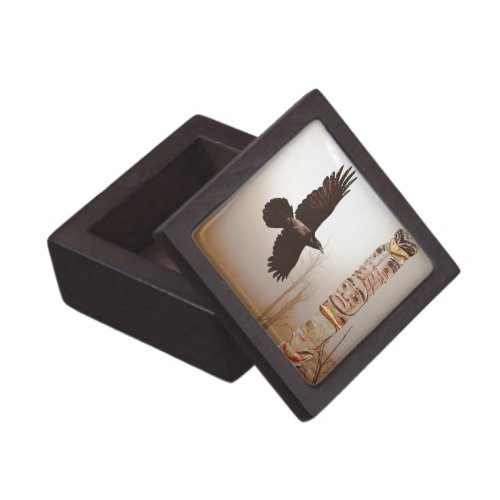 Flying Raven  Totem_Pole Fantasy Art Keepsake Box