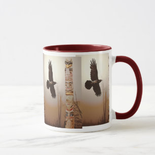 Flying Raven & Totem-Pole Fantasy Art Mug