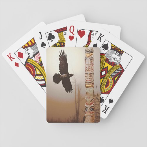 Flying Raven  Totem_Pole Fantasy Art Poker Cards