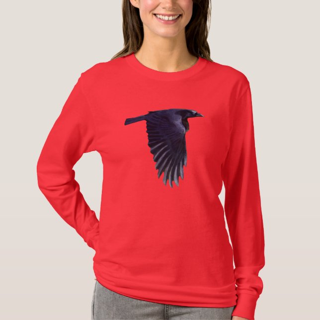 Flying Raven Wildlife Art Shirt (Front)