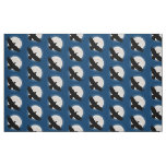 Flying raven with the moon behind it fabric