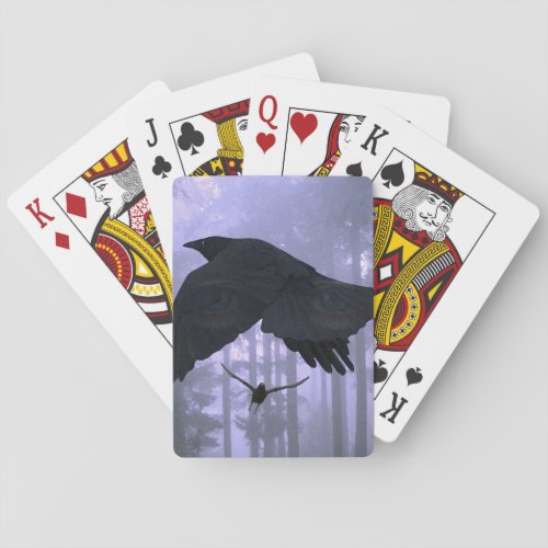 Flying Ravens Forest  Eerie Eyes Playing Cards