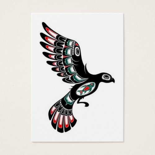 Flying Red and Black Haida Spirit Bird, white