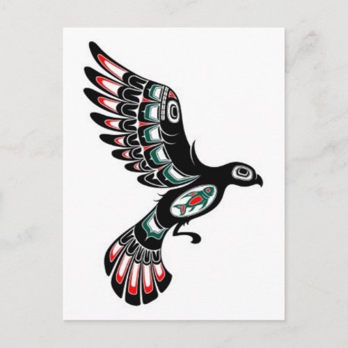 Flying Red and Black Haida Spirit Bird, white Postcard