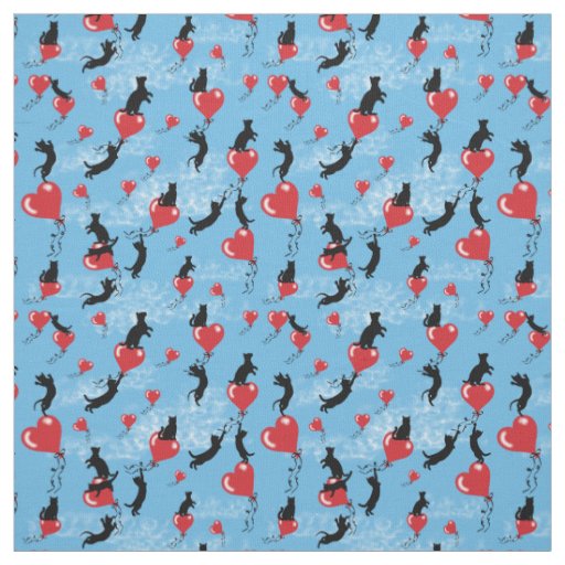 Flying red balloons fabric