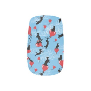 Flying red balloons minx nail art