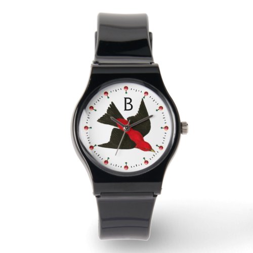 FLYING RED BIRD GEMSTONES MONOGRAM WATCH