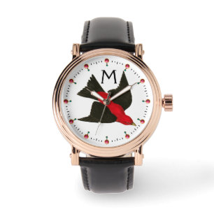 FLYING RED BIRD GEMSTONES MONOGRAM WATCH