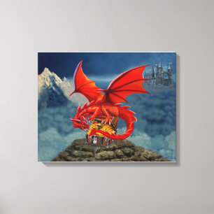 Flying Red Dragon's Treasure Chest Canvas Print